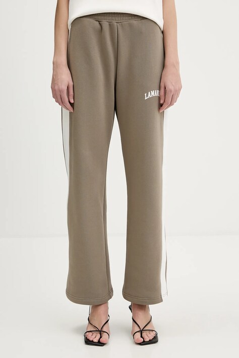 La Mania spodnie dresowe bawełniane DARLENE damskie kolor zielony gładkie DARLENE