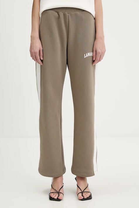 La Mania spodnie dresowe bawełniane DARLENE damskie kolor zielony gładkie DARLENE