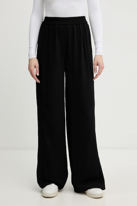 Lacoste spodnie damskie kolor czarny proste high waist HF2627