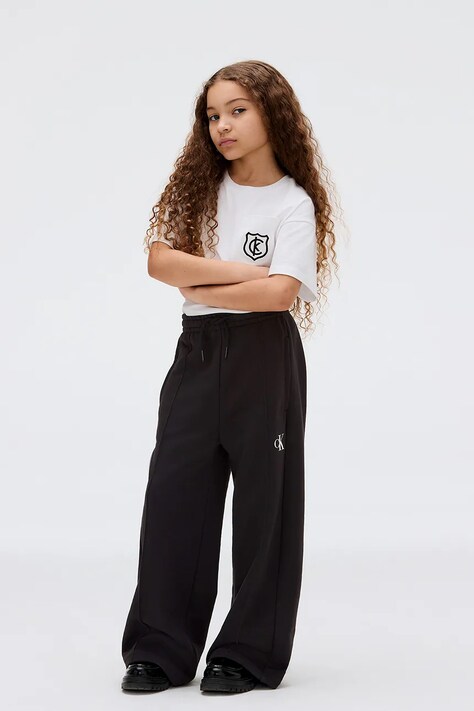 Calvin Klein Jeans spodnie dresowe dziecięce kolor czarny z nadrukiem IG0IG02875