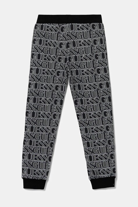 Guess pantaloni de trening din bumbac pentru copii culoarea negru, cu imprimeu, J5YQ13 KAD74