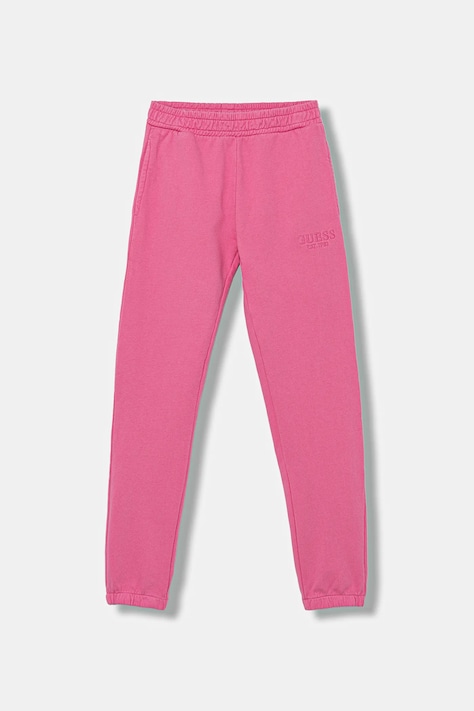 Dětské bavlněné tepláky Guess růžová barva, J5YQ18 KAV34