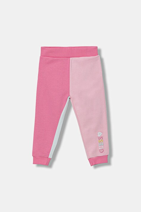 Guess pantaloni de trening din bumbac pentru copii culoarea roz, cu imprimeu, K5YQ11 KA6R4
