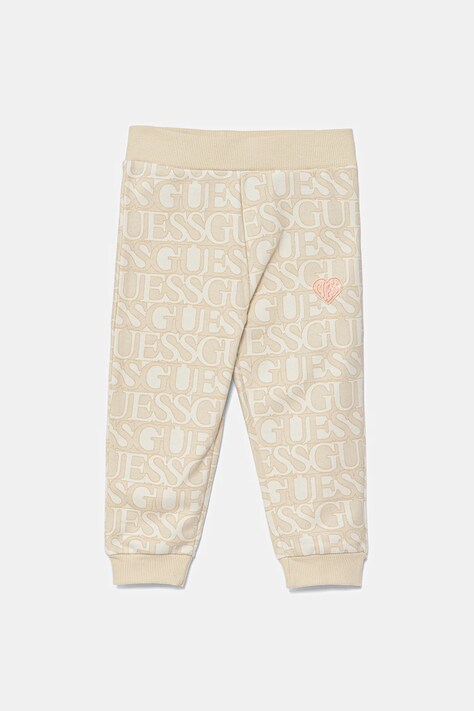 Guess pantaloni de trening pentru copii culoarea bej, cu imprimeu, K5YQ13 KAD74