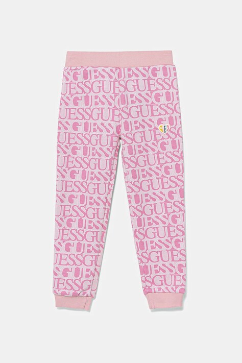 Guess pantaloni de trening pentru copii culoarea roz, cu imprimeu, K5YQ13 KAD74