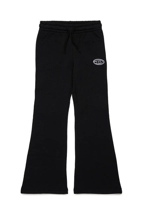 Diesel spodnie dresowe bawełniane dziecięce PEBIRT TROUSERS kolor czarny gładkie J02419