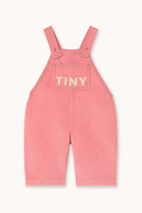 Tinycottons ogrodniczki niemowlęce TINY POCKET DUNGAREE BABY kolor różowy gładkie AW25-564