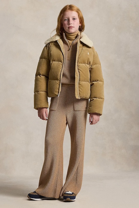 Polo Ralph Lauren spodnie bawełniane dziecięce kolor brązowy gładkie 313978869001