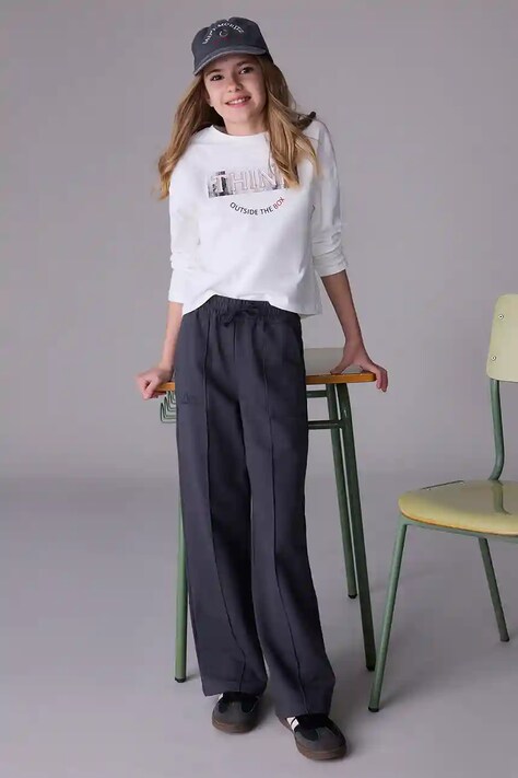 Mayoral pantaloni copii wide leg culoarea gri, 7579
