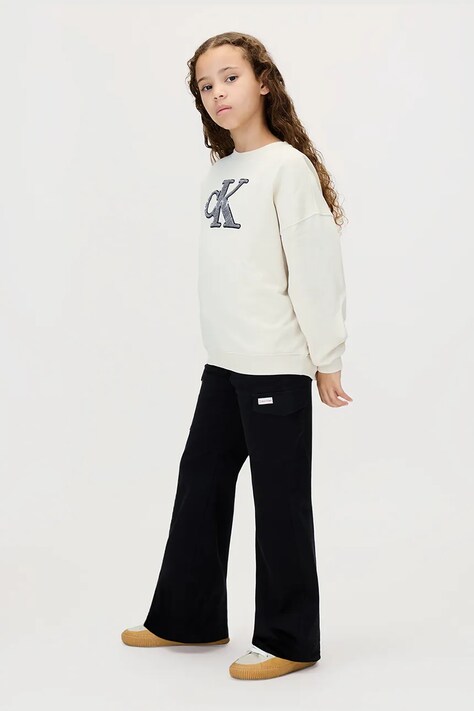Calvin Klein Jeans spodnie dziecięce kolor czarny gładkie IG0IG03004