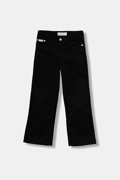 Calvin Klein Jeans spodnie dziecięce kolor czarny gładkie IG0IG03005