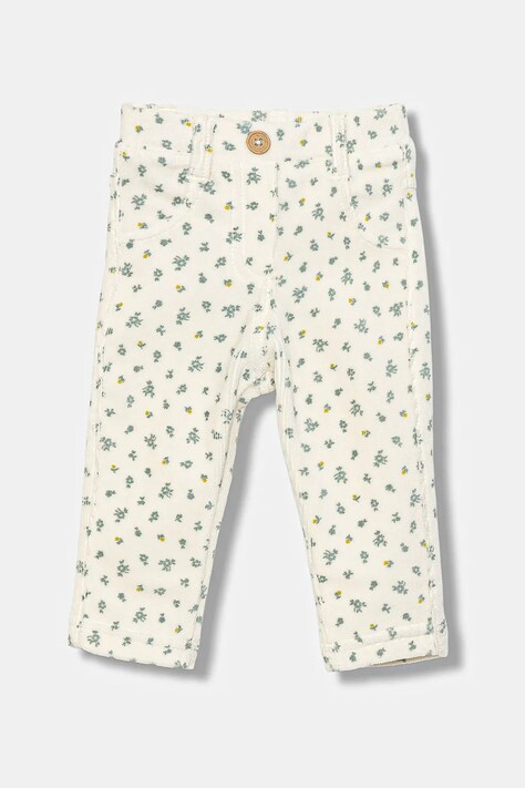 United Colors of Benetton pantaloni bebe culoarea bej, cu imprimeu, 4NNFAE005