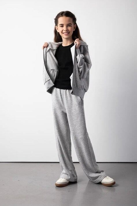 Coccodrillo pantaloni de trening din bumbac pentru copii culoarea gri, cu imprimeu, RAVE GIRL JUNIOR
