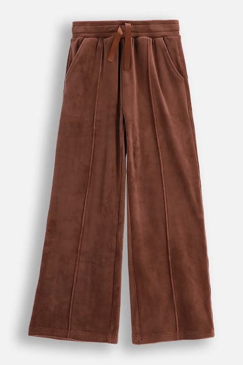 Coccodrillo pantaloni de trening din velur culoarea maro, uni, CRAFT PUNK GIRL JUNIOR