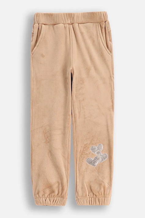 Coccodrillo pantaloni de trening pentru copii culoarea bej, cu imprimeu, WINTER COSY GRIL KIDS