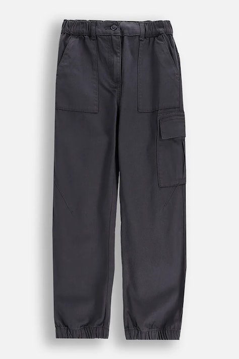 Dětské bavlněné kalhoty Coccodrillo šedá barva, WINTER COSY GRIL JUNIOR