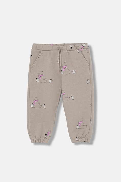 United Colors of Benetton pantaloni de trening pentru copii culoarea maro, cu imprimeu, 3TIKGF05A
