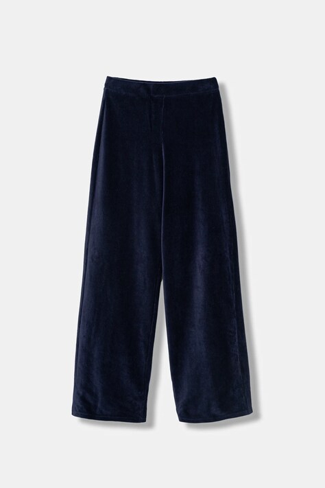 United Colors of Benetton spodnie dresowe welurowe dziecięce kolor granatowy gładkie 4DZBCF02Q