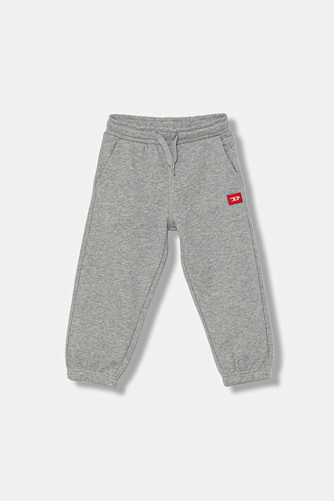 Diesel spodnie dresowe bawełniane dziecięce PXGIN TROUSERS kolor szary melanżowe J02461