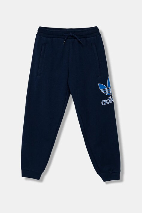 adidas Originals pantaloni de trening din bumbac pentru copii culoarea bleumarin, cu imprimeu, JV8577