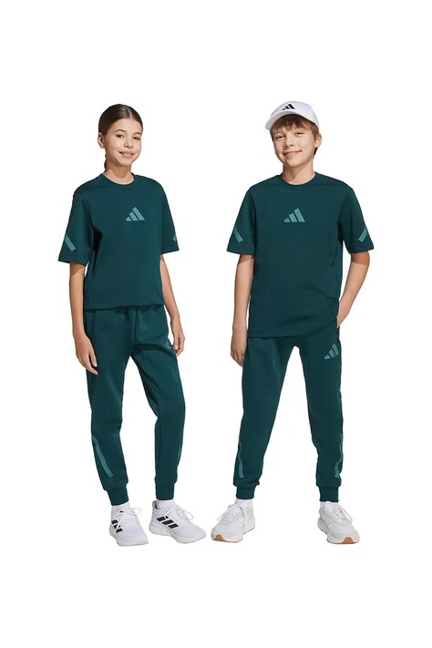 Dětské tepláky adidas zelená barva, s potiskem, JW2430