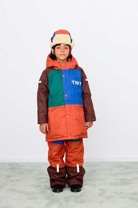 Tinycottons spodnie narciarskie dziecięce COLOR BLOCK SNOW PANT kolor pomarańczowy AW25-047