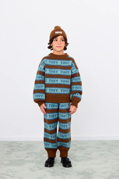 Tinycottons spodnie dresowe dziecięce TINY PANT kolor brązowy wzorzyste AW25-123