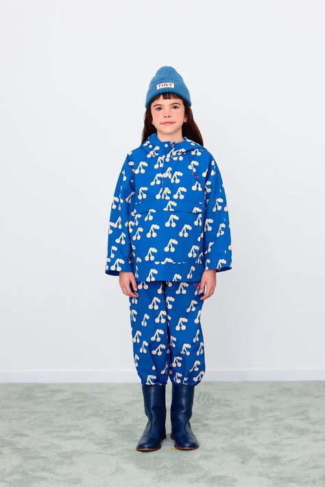 Tinycottons spodnie dresowe dziecięce CHERRIES WOVEN SWEATPANT kolor niebieski wzorzyste AW25-189