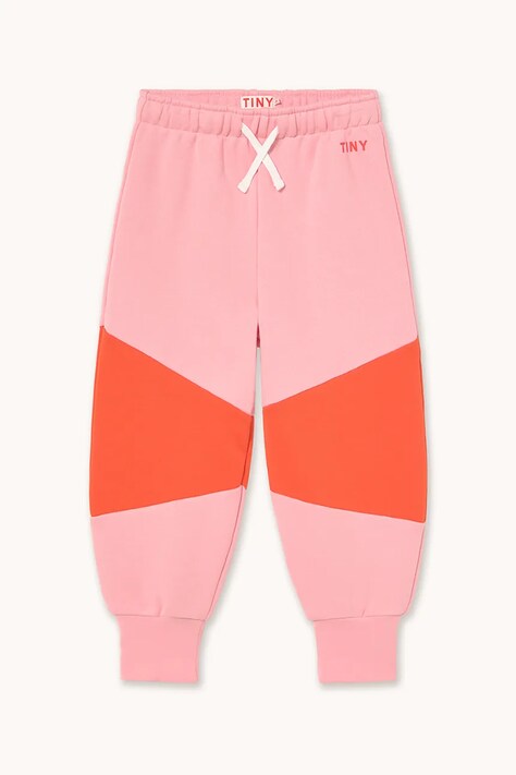 Παιδικό βαμβακερό παντελόνι Tinycottons TINY COLOR BLOCK SWEATPANT χρώμα: ροζ, AW25-275