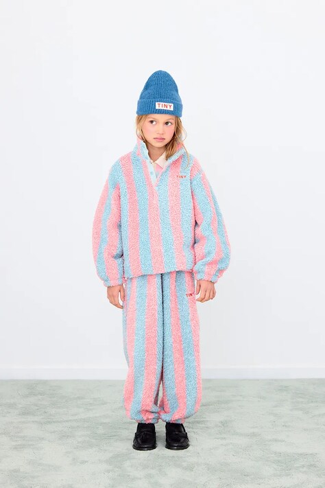 Tinycottons spodnie dresowe dziecięce STRIPES SHERPA SWEATPANT kolor niebieski AW25-373