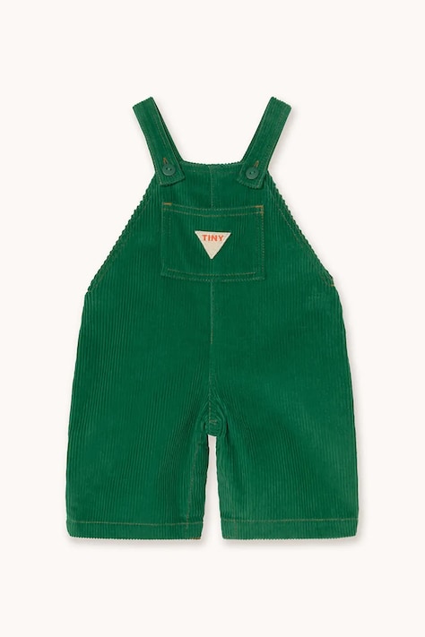 Dětské lacláče Tinycottons DUNGAREE CORDUROY BABY zelená barva, AW25-566