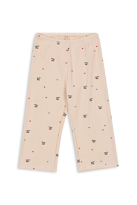 Konges Sløjd spodnie dresowe dziecięce z bawełną ELLA PANTS GOTS kolor beżowy wzorzyste KS103800
