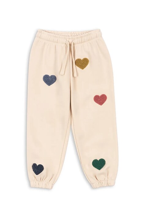Konges Sløjd spodnie dresowe dziecięce LOU TERRY SWEAT PANTS OCS kolor beżowy z aplikacją KS103870