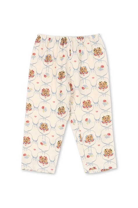 Konges Sløjd spodnie bawełniane dziecięce COCO PANTS GOTS kolor beżowy wzorzyste KS103760