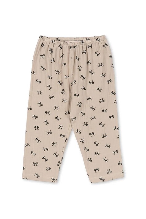 Детски памучен панталон Konges Sløjd COCO PANTS GOTS в бежово с десен KS103760