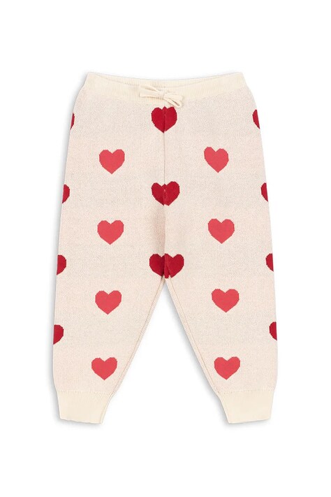 Παιδικό βαμβακερό παντελόνι Konges Sløjd LAPIS KNIT PANTS GOTS χρώμα: μπεζ, KS103855