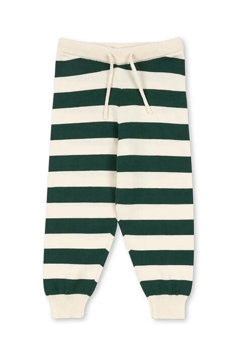 Konges Sløjd spodnie dresowe bawełniane dziecięce MANIS KNIT PANTS kolor zielony wzorzyste KS103897
