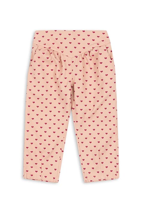 Konges Sløjd spodnie bawełniane dziecięce NOLA PANTS GOTS kolor różowy wzorzyste KS103946