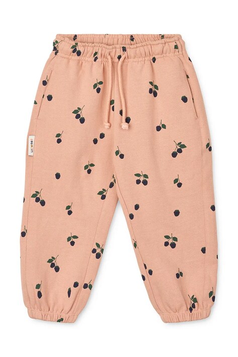 Liewood spodnie dresowe bawełniane dziecięce Arlo Printed Sweatpants kolor pomarańczowy wzorzyste LW20074