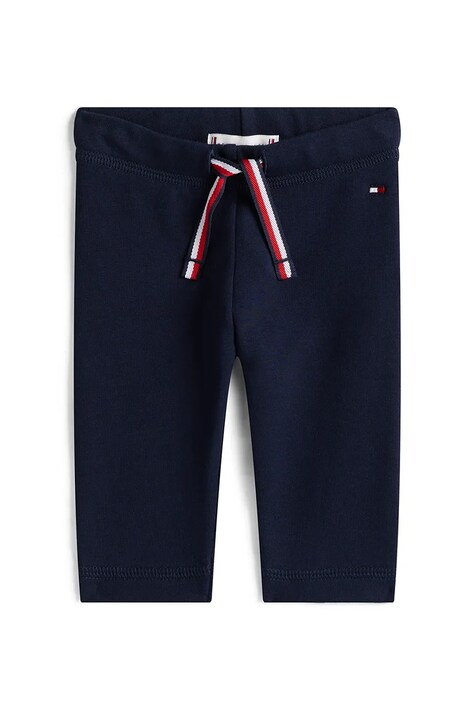 Tommy Hilfiger spodnie bawełniane niemowlęce kolor granatowy gładkie KN0KN02073