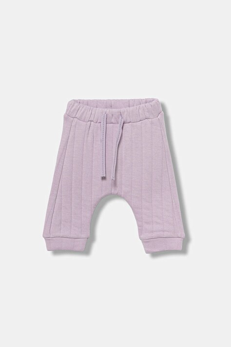 Donji dio trenirke za bebe United Colors of Benetton boja: ljubičasta, bez uzorka, 3JOEAF02G