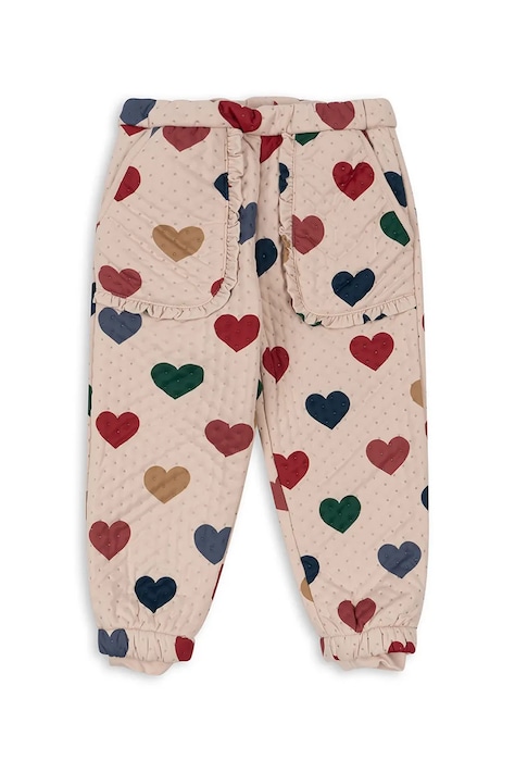 Konges Sløjd pantaloni copii THERMO PANTS FRILL culoarea bej, KS100314