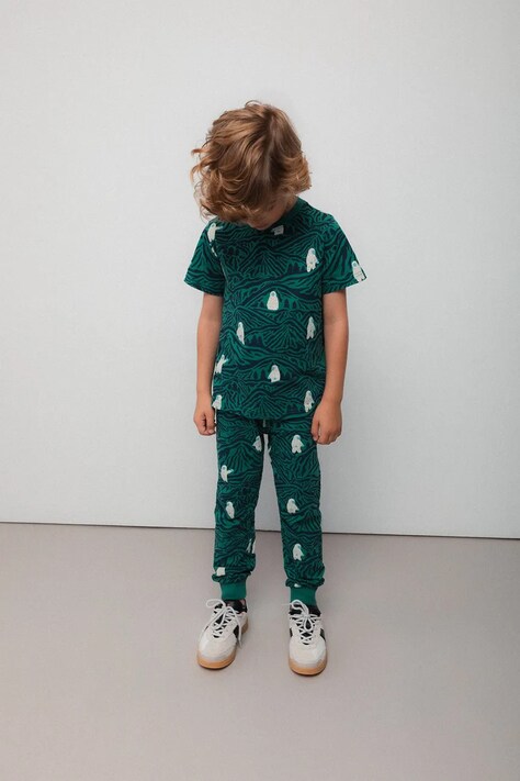 Detské tepláky Coccodrillo zelená farba, jednofarebné, YETI BOY KIDS