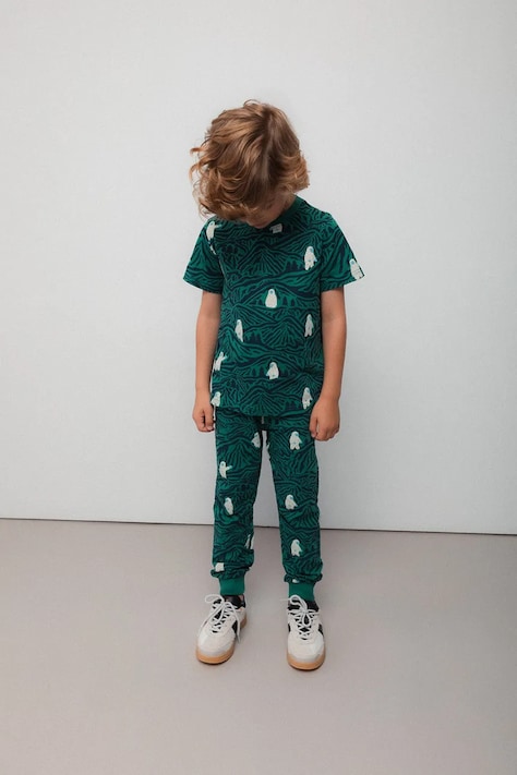 Detské tepláky Coccodrillo zelená farba, jednofarebné, YETI BOY KIDS