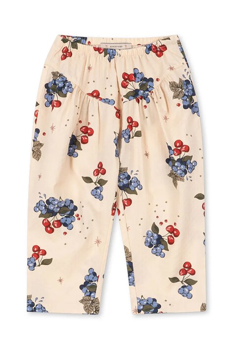 Konges Sløjd pantaloni de bumbac pentru copii AVI PANTS GOTS culoarea bej, cu imprimeu, KS104204