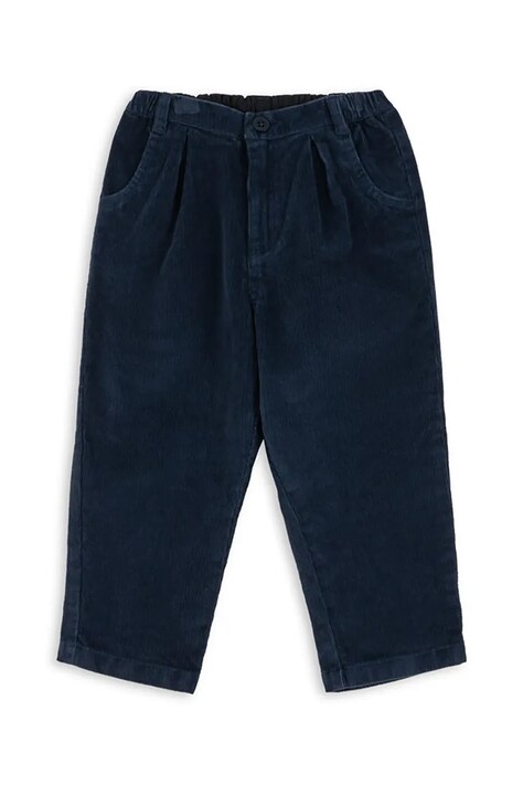 Konges Sløjd pantaloni din catifea pentru copii REMY PANTS GOTS culoarea bleumarin, uni, KS104409