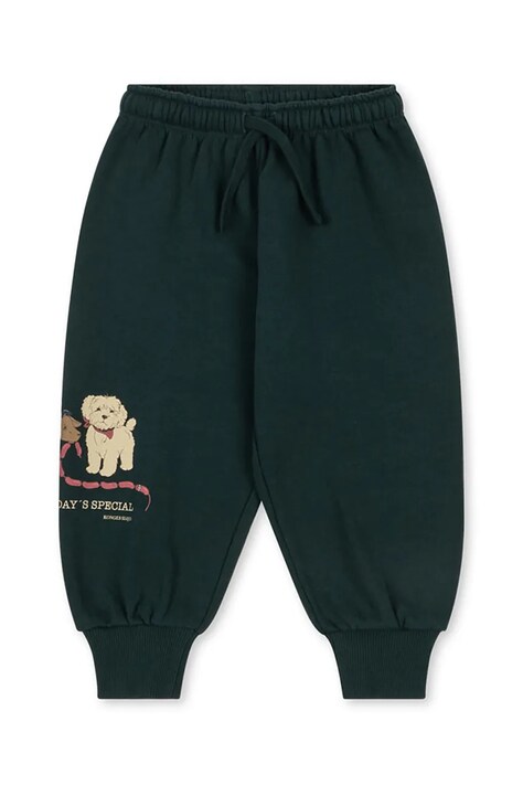 Konges Sløjd spodnie dresowe dziecięce DOGGY SWEAT PANTS OCS kolor zielony gładkie KS105168