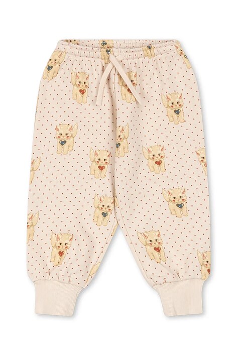 Konges Sløjd spodnie dresowe bawełniane dziecięce BELLI SWEAT PANTS OCS kolor beżowy z nadrukiem KS105195