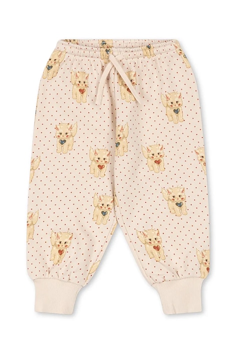 Konges Sløjd spodnie dresowe bawełniane dziecięce BELLI SWEAT PANTS OCS kolor beżowy z nadrukiem KS105195