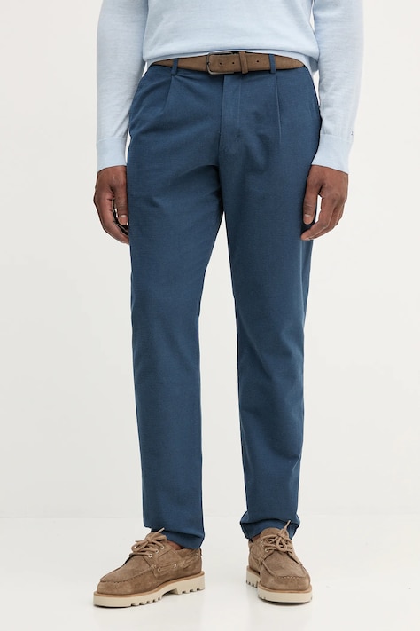 Nohavice Tommy Hilfiger tmavomodrá farba, strih chinos, MW0MW40699